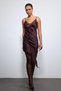 Burgundy Asymmetrical Lace Dress - 3