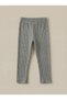 Girl's Gray Corded Fabric Leggings Flexible Waist Narrow Leg Soft Textured Casual Bottom Wear