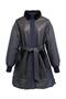 Navy Blue Armel Detailed Zippered Lined Fur Collar Women's Genuine Leather Coat - 5