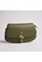 Lidded heart buckled shoulder strap women's bag