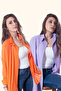 Women's Oversized Cotton Linen Orange - Lilac Shirt