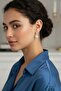 Brass Silver Color Zircon Stone Heart Model Women's Earrings
