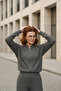 Smoked Fleece-Lined Knitwear Pants Bomber Jacket Women's Top-Bottom Set - 2