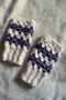White and Purple Hand Knitted Fingerless Gloves - Crochet, Handmade, Knitted - 3