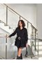 Black Dress with Ruffled Hem and Sleeves and Belted Waist - 5