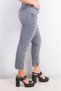 Women Petite Mom Fit Plain High Waisted Tapered Leg Jean, Washed Grey - 4