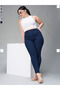 Cruze Navy Blue High Waist Women Stretch Fabric Plus Size Jean Battal Jeans Trousers - 5
