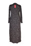 Women's Asude Winter Quality Small Textured Abstract Patterned Black Plus Size Mother Dress - 7