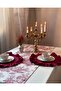 Red Patterned Linen Runner (40X140Cm) - 3