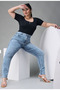 Cruze Blue Snow High Waist Women's Stretch Fabric Plus Size Jean Battal Jeans Pants - 4