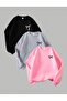 Girls' Circular Neck Mini Ribbon Printed Triple Sweatshirt