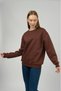 Women's Basic Cotton Fleece-Lined Crew Neck Sweatshirt Brown - 2