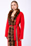 Genuine Alpaca Wool Coat with Red Natural Sable Fur Accessories - 5