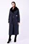 Navy Blue Puffer Coat with Mink Fur Accessories