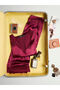 Two Mt Shop Quality Lcw Dream Plum Satin Plain Long Sleeve Women's Pajama Set