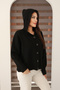 Hooded Long Sleeve Lace-Up Four Button Soft Textured Stylish Standard Length Winter Basic Knitwear Cardigan - 4