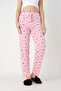 Cotton Thin Breathable Fabric Ribbon Waist Detailed Printed Pocketless Women's Pajama Bottoms - 2
