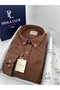Men's Shirt Without Pockets Regular Fit Velvet (Coffee) - 2