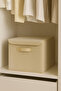 1Pc-Covered Cream Closet Interior Laundry Toy Organizer Folding Storage Box with Lid 30X30X30Cm - 3