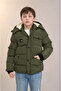 Boys' Winter Waterproof Hooded Fleece-Lined Fiber Puffer Windproof Khaki Coat - 2