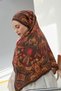 Viscose Velora Scarf Bitter Brown Multi-Colored Patterned Tok Duruşlu 90X90 - 5