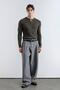 Men's Slim Fit Buttoned Khaki Knitwear - 2
