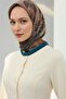 Viscose Velora Scarf Petrol Green-Mustard Patterned Non-Slip Tuckable 90X90 - 6