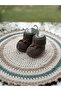 Knitted Newborn Baby Booties Brown with Bow Detail - 4