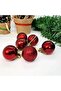 4 cm - New Year's Luxury Ball Ornament Set 24 Pieces Red-Burgundy Glitter-Shiny-Matte-Disco-Striped Acetate Box - 3