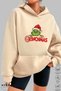 Unisex Hoodie Long Sleeve Grinchmas Printed Hooded Fleece-Lined Oversized Cotton Sweatshirt - 4