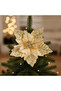 28 cm – Sequined Bud Gold Poinsettia Christmas Flower Decorative Ornament - 2