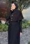 Two Piece Knitwear Dress with Cape - Black - 5