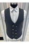 Men's V-Neck Slim Fit Double-Breasted Vest - 2