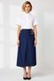 Women's Plain Pattern A-Line Mold Midi Double-Breasted Belt Detailed Denim Skirt 100% Cotton Rigid Woven - 5