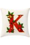 Digital Printed Red Letter K Decorative Throw Pillow Cover with Christmas Pine Decoration - 4