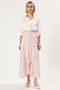 Women's Floral Patterned Double-Breasted Maxi Skirt High Waist Belt Detailed Functional Durable Comfortable - 5