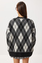 Oversized Diamond Patterned Knitwear Cardigan Lxa0028 Black Anthracite - 5