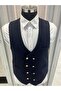 Men's V-Neck Slim Fit Double-Breasted Vest - 2