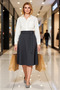 Women's Midi Flared Skirt Striped Woven Polyviscose Mold Functional Durable Quality Modern - 4