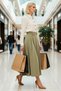 Women's Pleated Maxi Length Woven Skirt High Waist Solid Pattern Functional Durable Quality Sports - 4