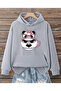 Hooded Sweatshirt with Cute Panda Print Detail