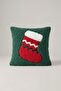 Christmas Stocking Patterned Decorative Throw Pillow Cover – Green Red Plush |   Christmas New Year Themed
