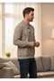 Long Sleeve Thick Selanik Knitted Men's Sweatshirt with Pockets on the Sleeves and Ribbed (Elastic) Bottom - 2