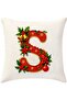 Digital Printed Red Letter S Decorative Throw Pillow Cover with Christmas Pine Decoration - 4