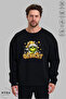 Unisex Long Sleeve Grinchy Printed Crew Neck Hoodless Fleece-Lined Oversized Sweatshirt - 2