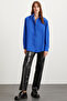 Celia women's 100% organic cotton Oversized fit loose cut single pocket woven navy blue shirt - 5
