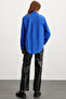 Celia women's 100% organic cotton Oversized fit loose cut single pocket woven navy blue shirt - 6