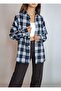 Women's Blue Plaid Cotton Button-Up Lumberjack Shirt Yy101293 - 4