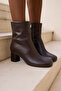 Jorvi̇k Women's Brown Genuine Leather Heelled Boots - 6