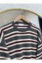 Ayla Sleeve Length and Below Corded Fabric Striped Sweater-Zi̇5261 Anthracite - 3